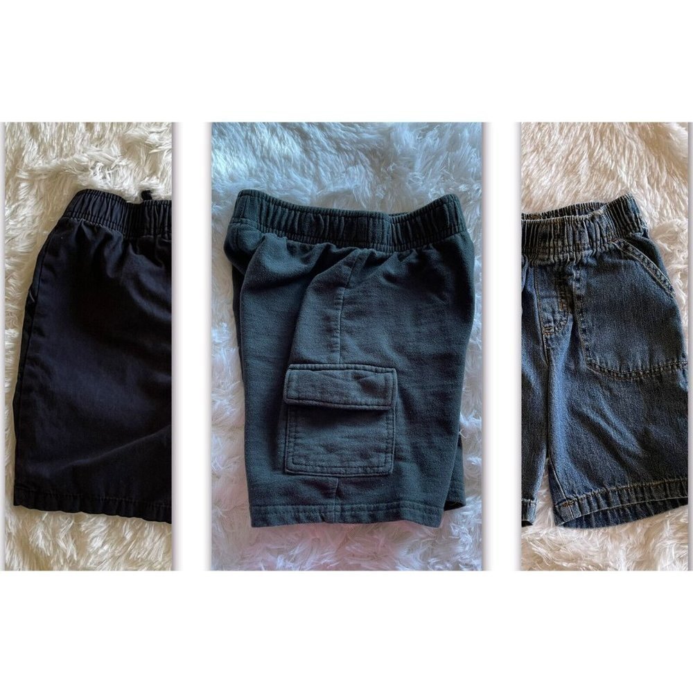 3 Pair Jumping Beans Boys 4T Shorts Denim Gray Dark Blue Elastic Waist